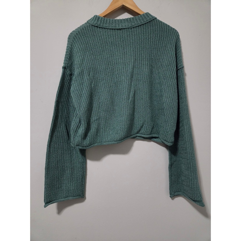 Wild Fable Green Shaker Stitch Cropped Sweater Womens Medium NWT - Picture 5 of 5